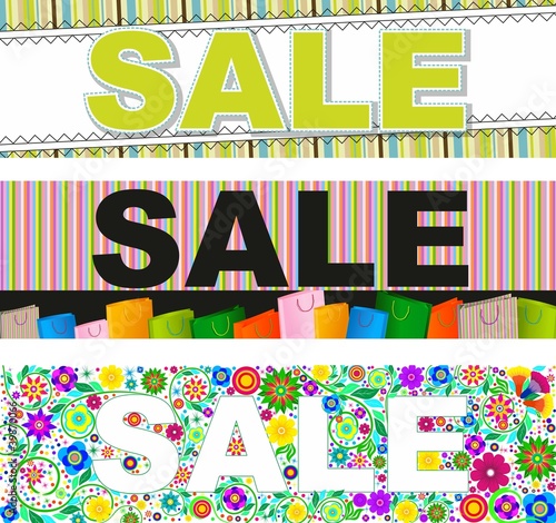 Collection of vector sale tickets, stamps