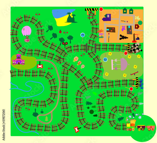 Train. fun children's maze of vector