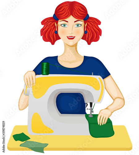 Woman sews