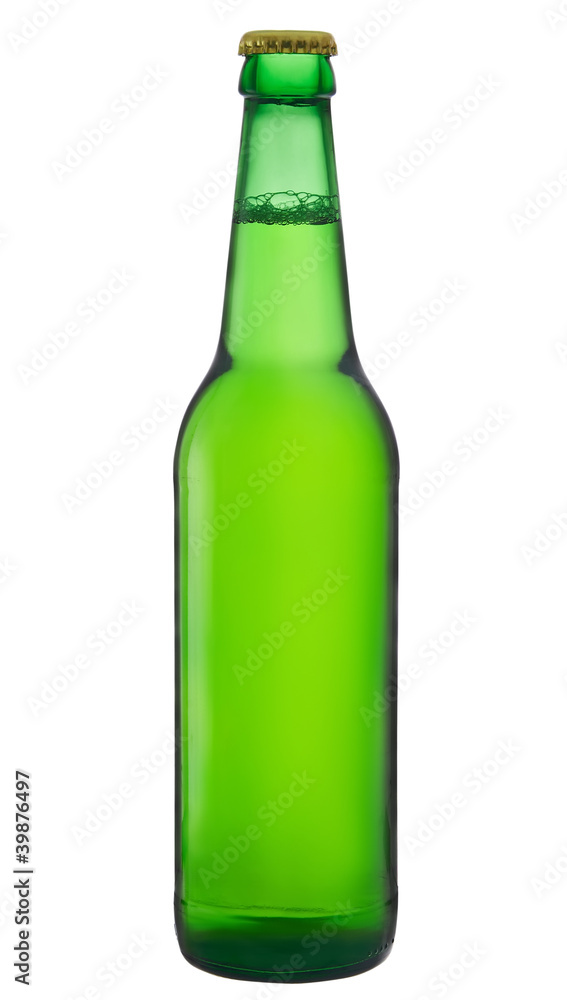 green beer bottle isolated over white background green beer bottle isolated over white background