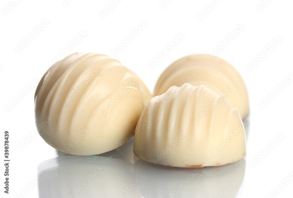 Candy in white chocolate isolated on white Candy in white chocolate isolated on white