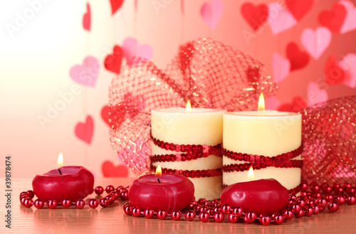 Beautiful candles with romantic decor