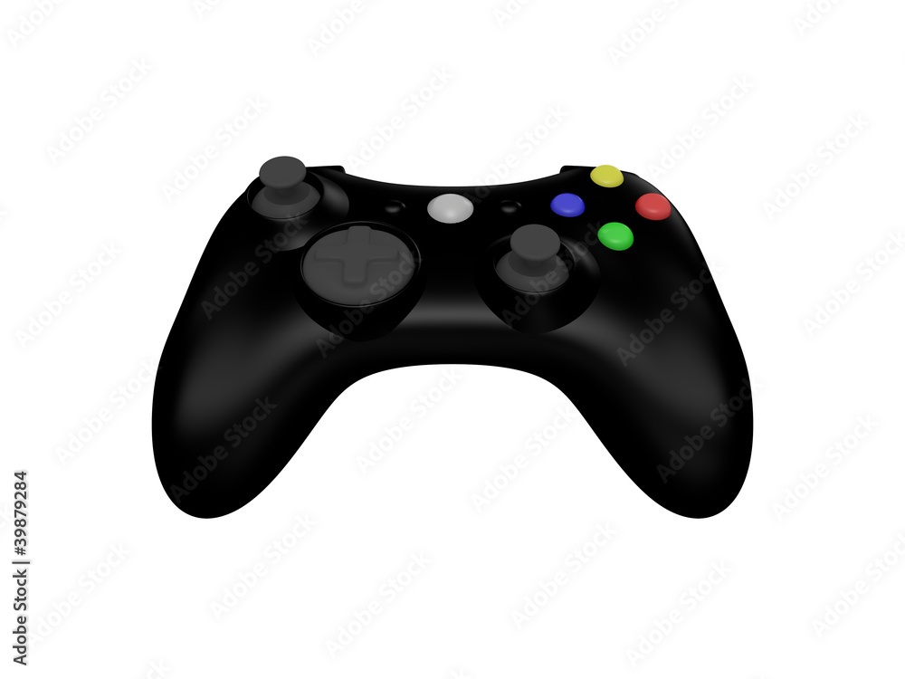 Black Video Game Controller on White Black Video Game Controller on White