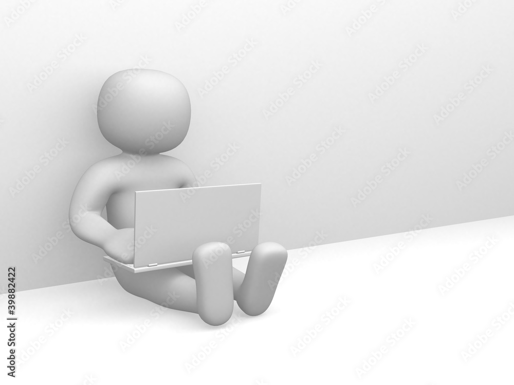 3d small people working on the laptop 3d small people working on the laptop