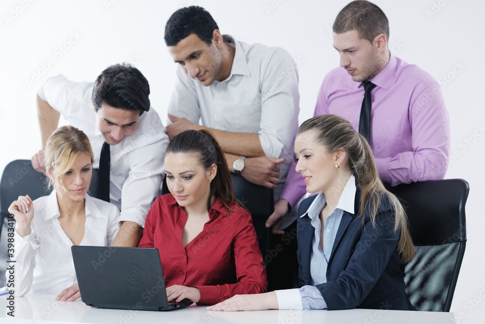 Group of young business people at meeting