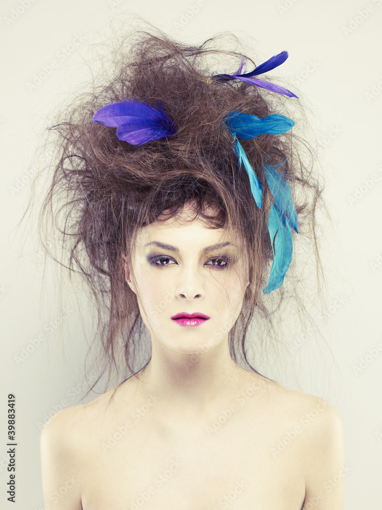 Woman with an unusual hairstyle