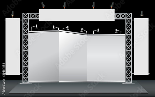 blank trade show booth and roll up banner display