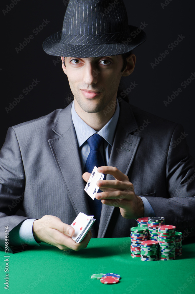 Man playing in the casino Man playing in the casino