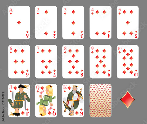 Playing cards - diamond suit. EPS 10 - contains transparences