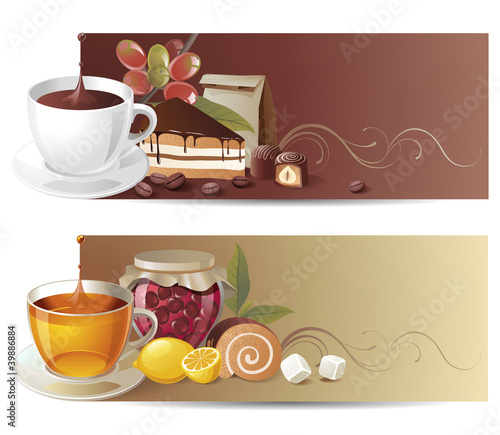 coffee and tea banners. EPS 10 - contains transparences