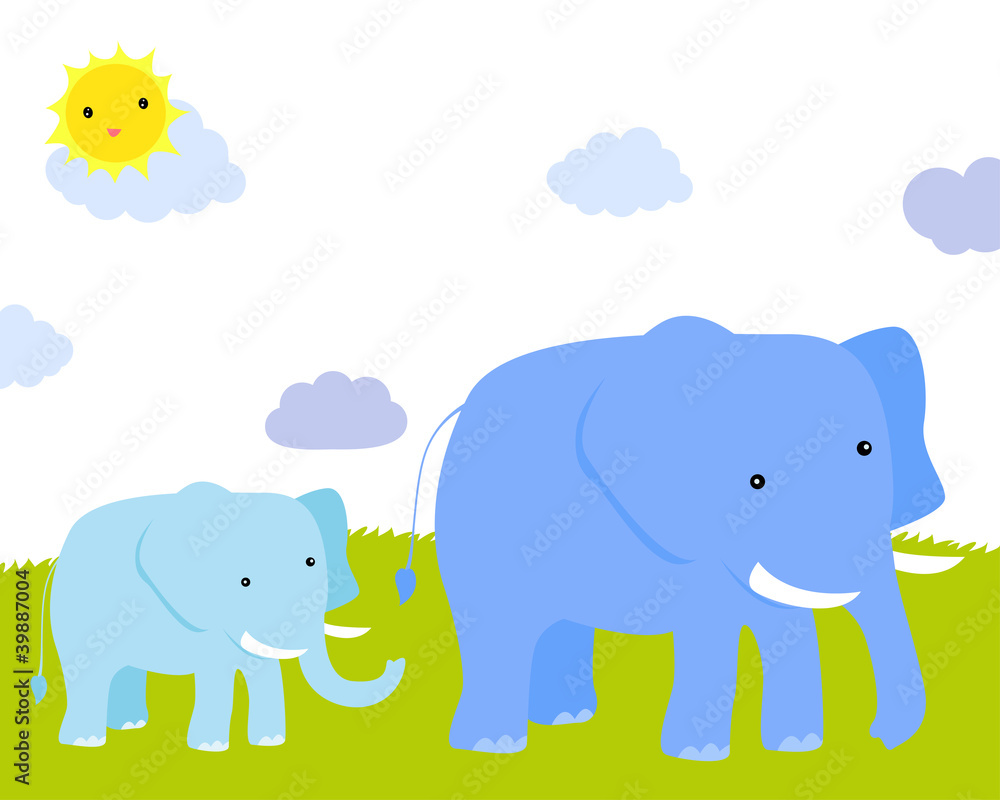 Elephant mother with son Elephant mother with son