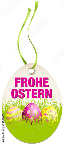 Hangtag Frohe Ostern Ostereier grün/pink