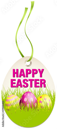 Hangtag Happy Easter Eggs Green/Pink