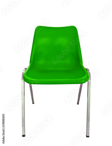 green plastic chair on white background