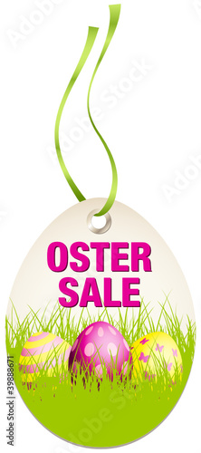 Hangtag Ostersale Ostereier grün/pink