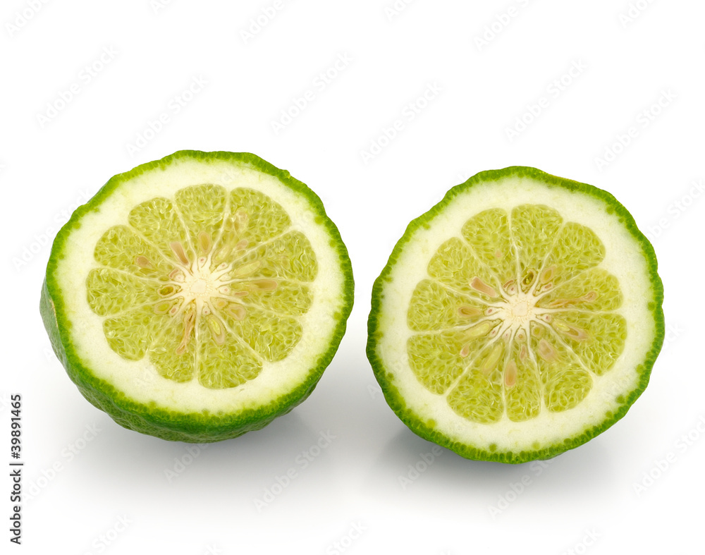 Kaffir lime on white background Kaffir lime on white background