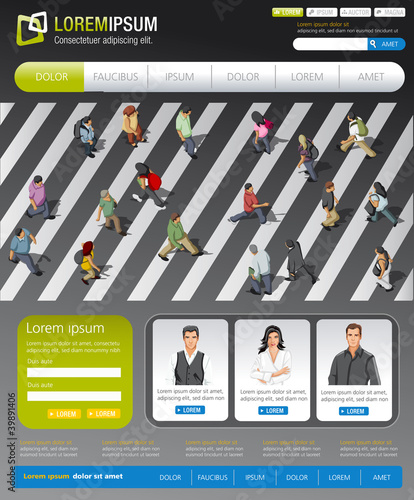 gray and green website Template with business people