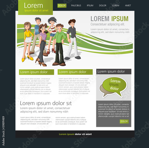 Green website template with teenagers