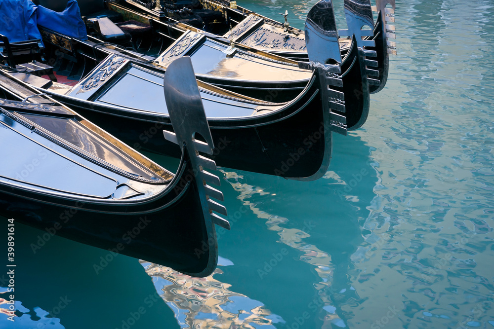 Gondolas moored at Bacino Orseolo in Venice