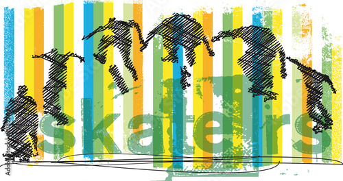 Abstract Skateboarder jumping. Vector illustration