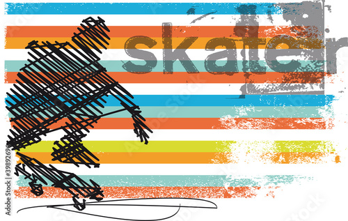 Abstract Skateboarder jumping. Vector illustration #39892696