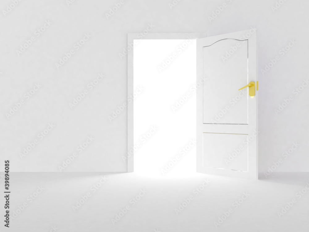 open door over white background open door over white background