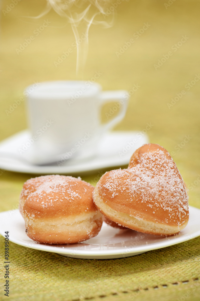 donuts with cup of coffee donuts with cup of coffee