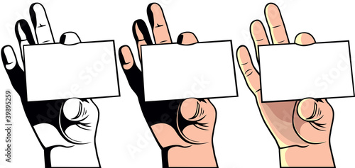 Blank business cards in hands