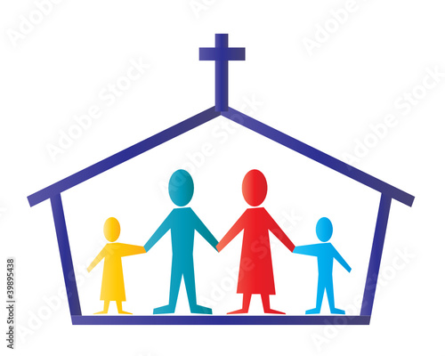 Icon of Church with cross and believers