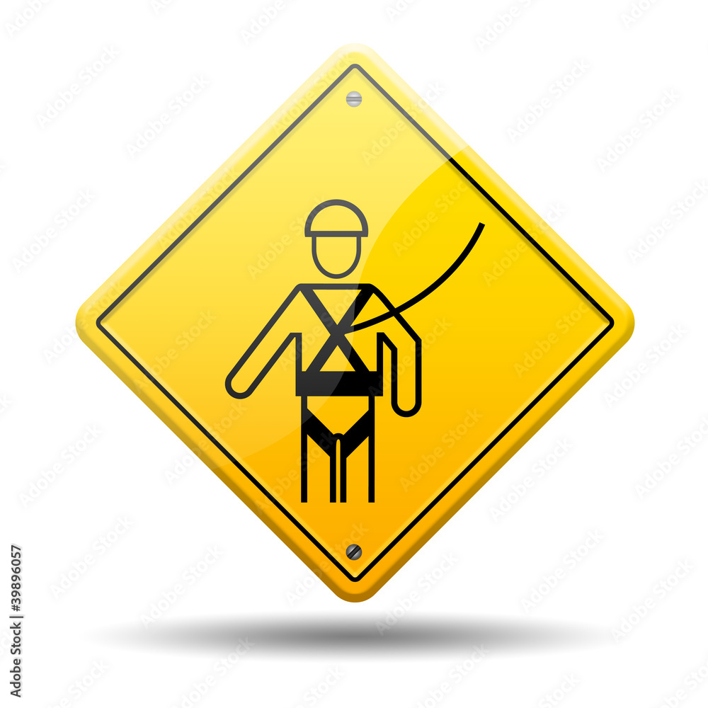 Señal amarilla simbolo arnes de seguridad ilustración de Stock | Adobe Stock