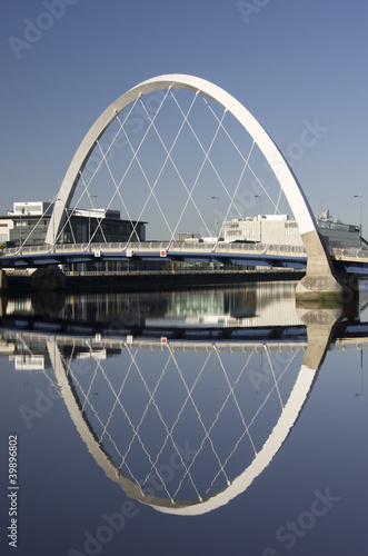 Clyde Arc or squinty bridge over River Clyde in Glasgow