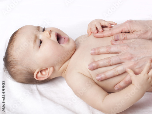 baby's reacting to a massage