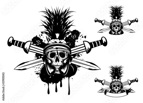 skull in helmet  and crossed sword