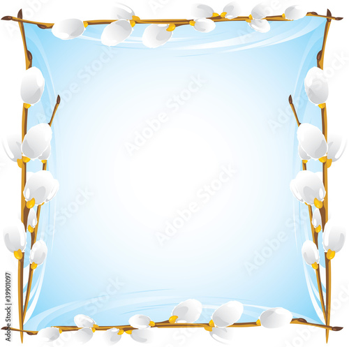 Frame with pussy willow branches