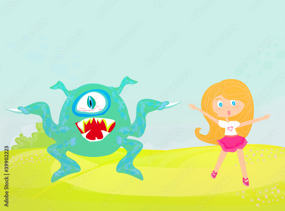 Fototapeta premium monster and girl