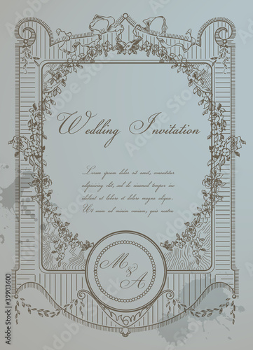 Vintage Wedding Card - High Quality Detailed Retro Frame in vect