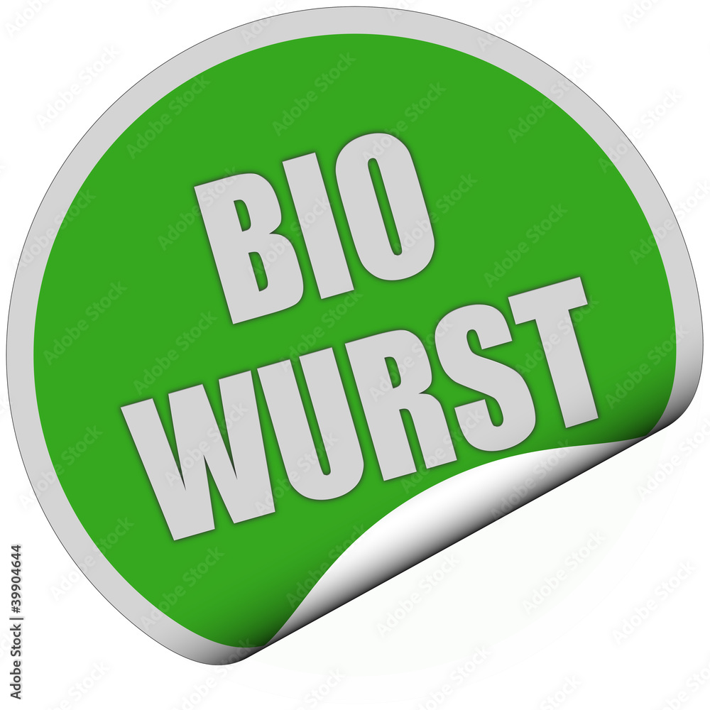 Sticker grün rund curl unten BIO WURST Sticker grün rund curl unten BIO WURST