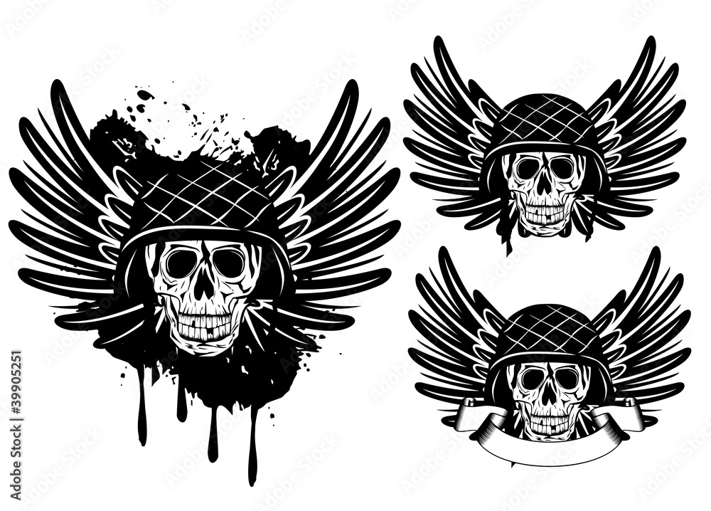 Fototapeta premium skull in helmet and wings