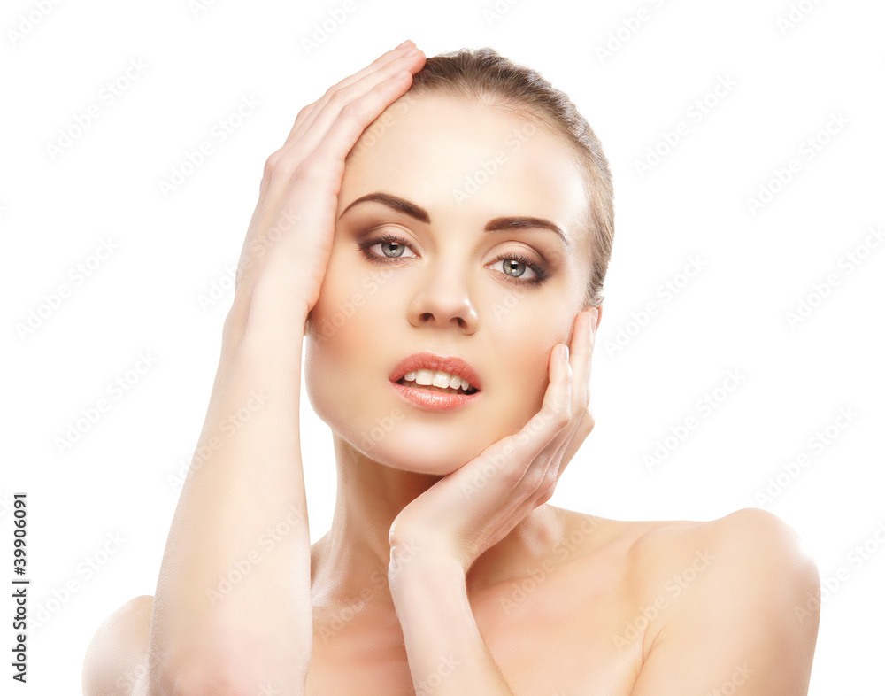 Portrait of a young brunette woman in a beautiful makeup Portrait of a young brunette woman in a beautiful makeup