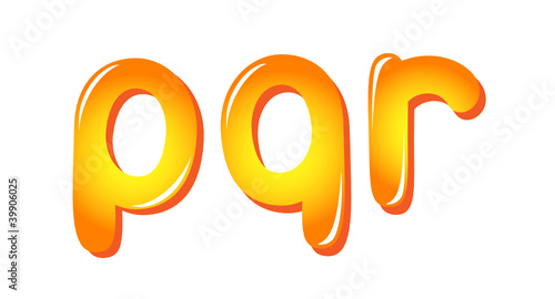 Alphabet letters in sun colors