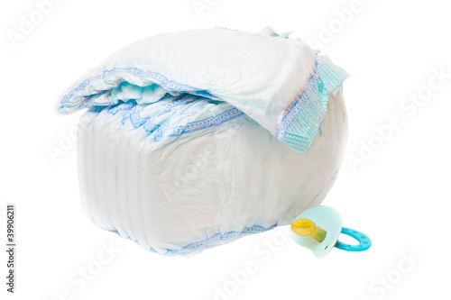 Принти на полотні The pile of diapers and baby's dummy