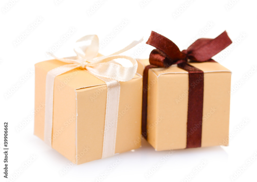Obraz premium beautiful gifts with bows isolated on white