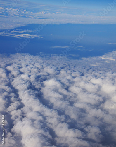 Beautiful aerial view of the blue sky and white clouds