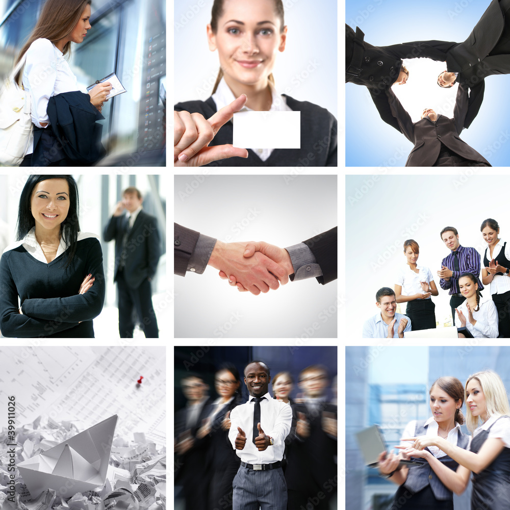 A collage of business images with young people A collage of business images with young people