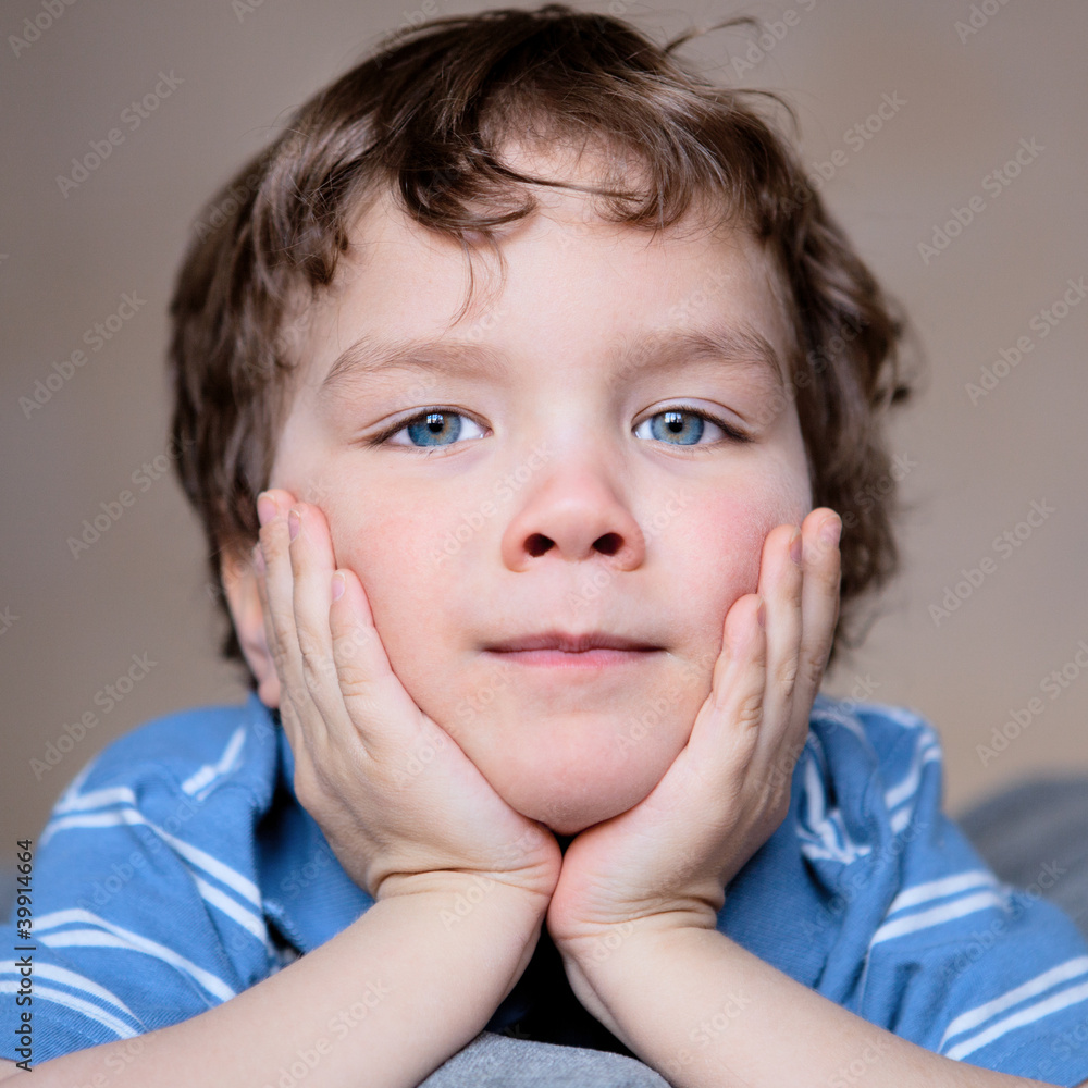 Fine small boy looks, portrait.