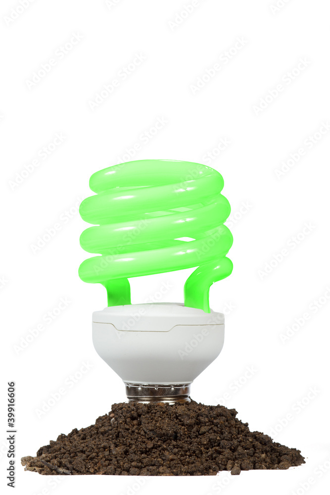 Conceptual energy saving lamp on the white background Conceptual energy saving lamp on the white background