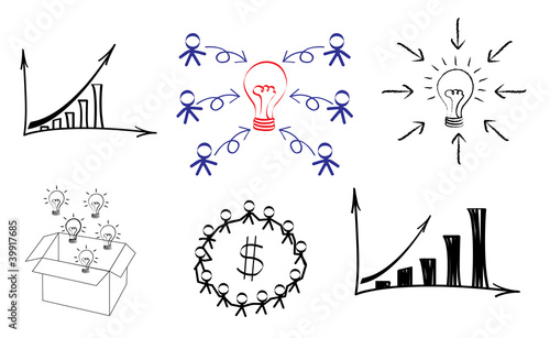 Light bulb idea drawing business concept.