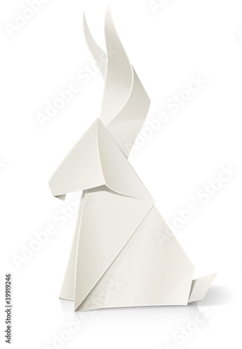 rabbit paper origami toy vector illustration isolated on white