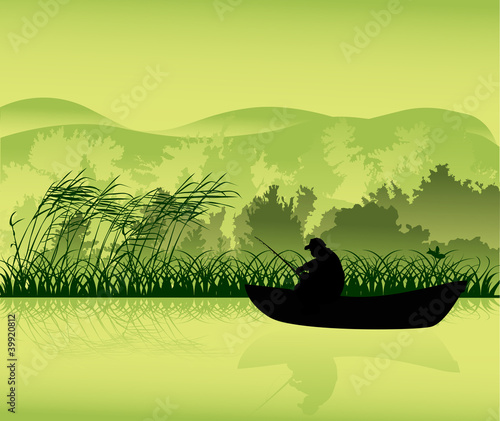 fisherman in boat dark silhouette