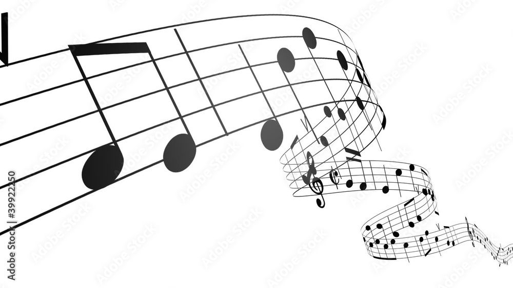 Music Notes in 3d. Musical Background Seamless. HD 1080. Loopable.